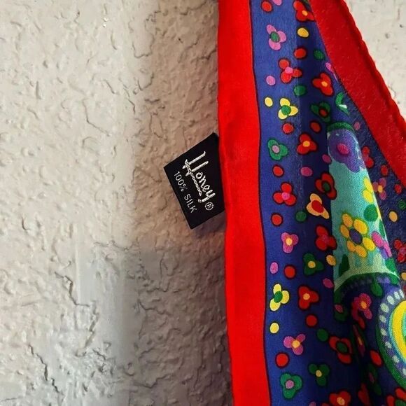 Honey Vintage Multi Size Floral with Palsey Print Silk Scarf - Picture 5 of 5